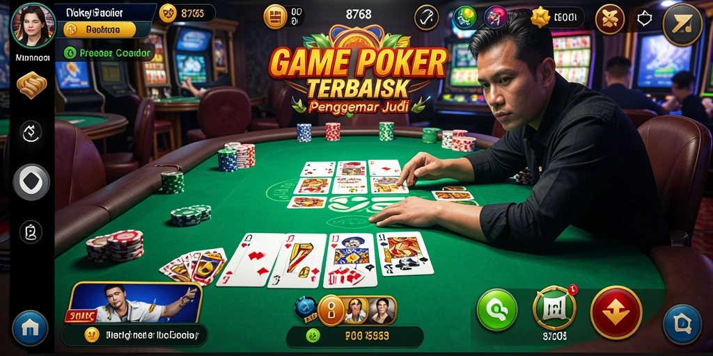 Gameplay seru dalam aplikasi Poker 8768 dengan pemain dari seluruh dunia.