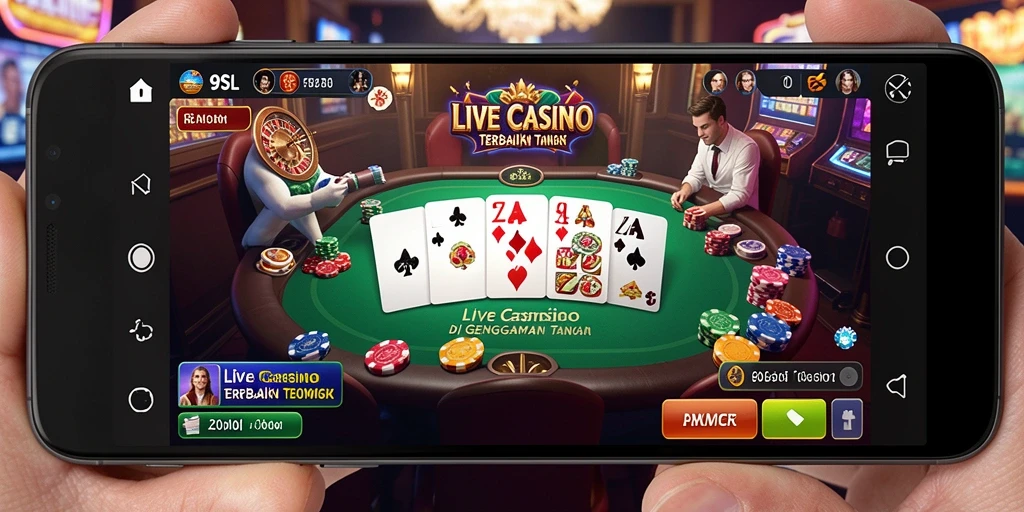 Screenshot menampilkan dealer langsung dan suasana kasino yang mendebarkan.