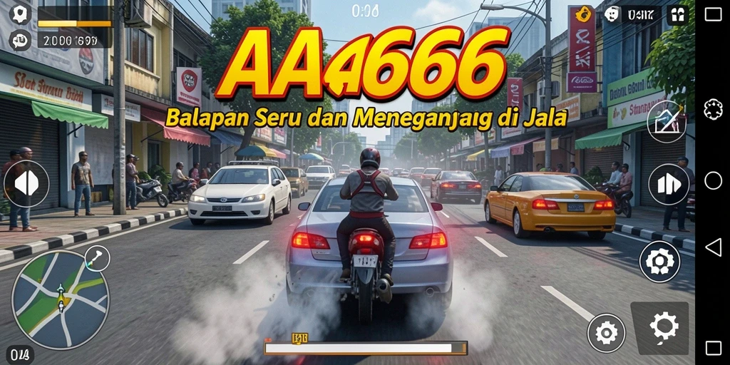 Screenshot gameplay <strong>AA666</strong> menampilkan aksi balapan yang menegangkan dan mobil yang disesuaikan.