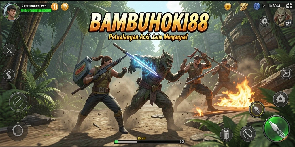 Screenshot menunjukkan gameplay menegangkan dari BAMBUHOKI88.