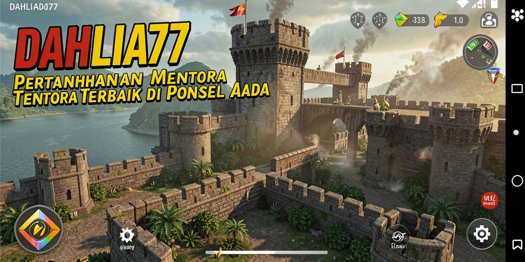 Tampilan gameplay DAHLIA77 dengan menara dan musuh yang menegangkan.