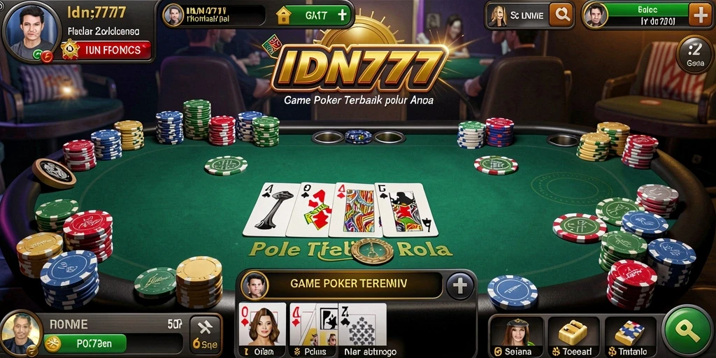 Screenshot IDN777 menampilkan suasana permainan Poker yang mendebarkan.