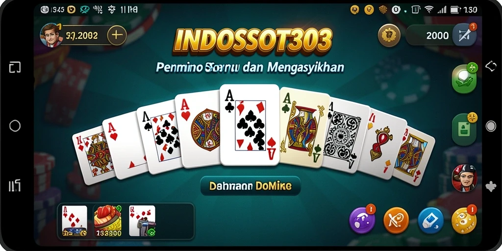Screenshot gameplay INDOSLOT303 menampilkan aksi seru permainan Domino.
