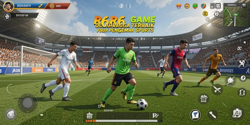 Tangkapan layar menunjukkan gameplay seru dari R6R6 dengan aksi olahraga intens.
