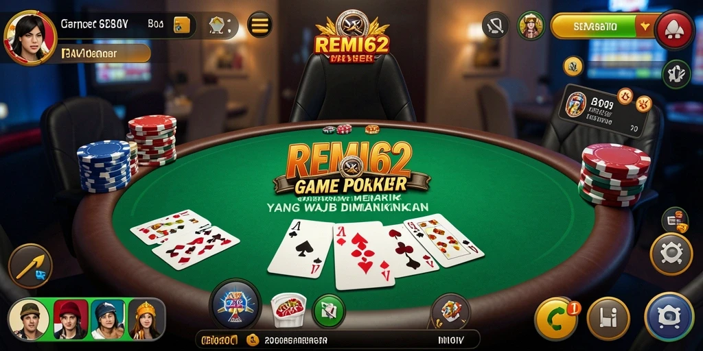 Tampilan gameplay Poker yang seru dan interaktif di REMI62.