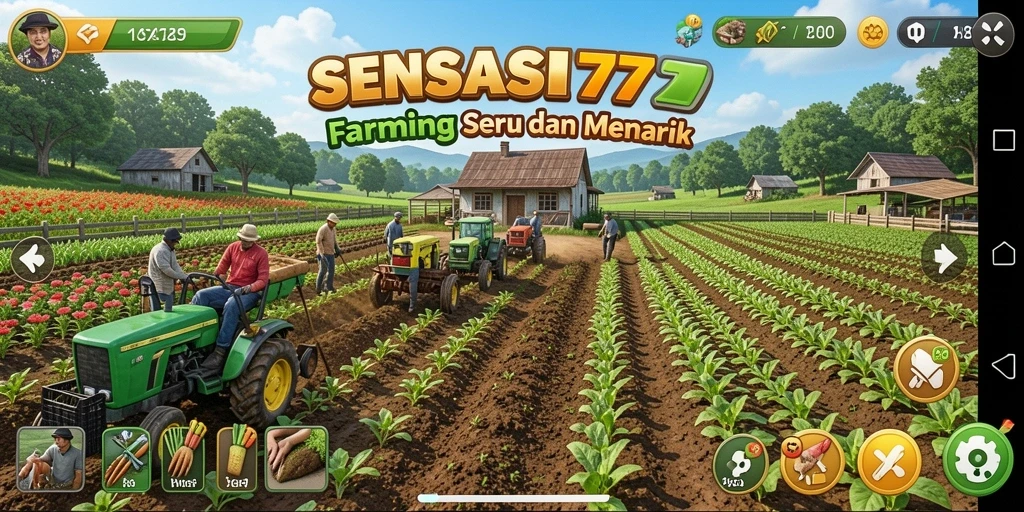 Tampilan gameplay SENSASI777 yang menarik saat bertani di ladang.