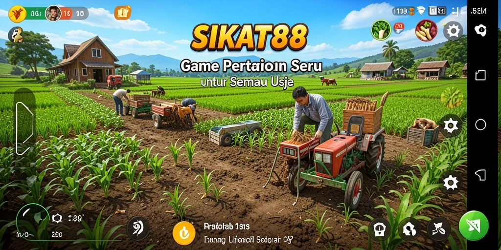 Tangkapan layar gameplay SIKAT88 yang menunjukkan aktivitas pertanian yang menyenangkan.