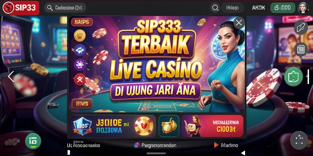 Screenshot SIP33 menampilkan dealer live yang berinteraksi dengan pemain.