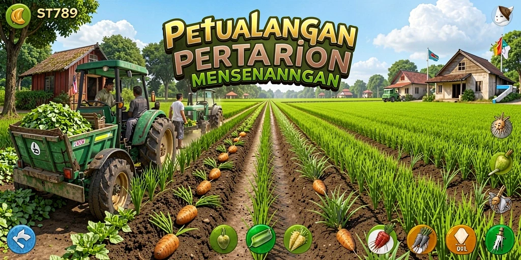 Screenshot utama ST789 menunjukkan gameplay bertani yang memukau dan interaktif.