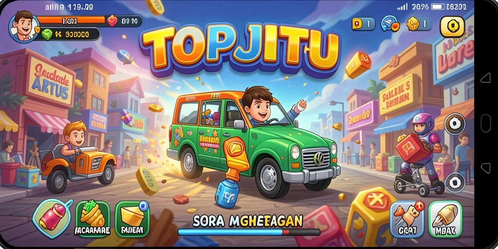 Tangkapan layar TOPJITU menampilkan aksi gameplay yang seru dan menantang.